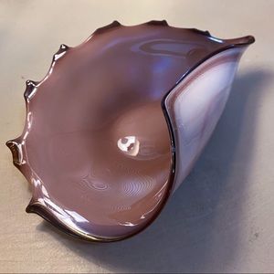Style Murano Hand-Blown Italian Glass Shell Bowl, Retro, Purple/White, Glass Art